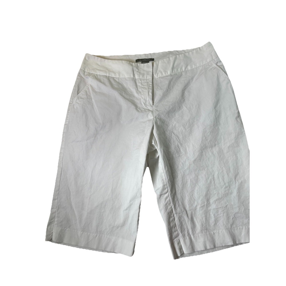 New York & Company White Cotton Bermuda Shorts Sz 14 (34x13)  Preppy Beach Summe